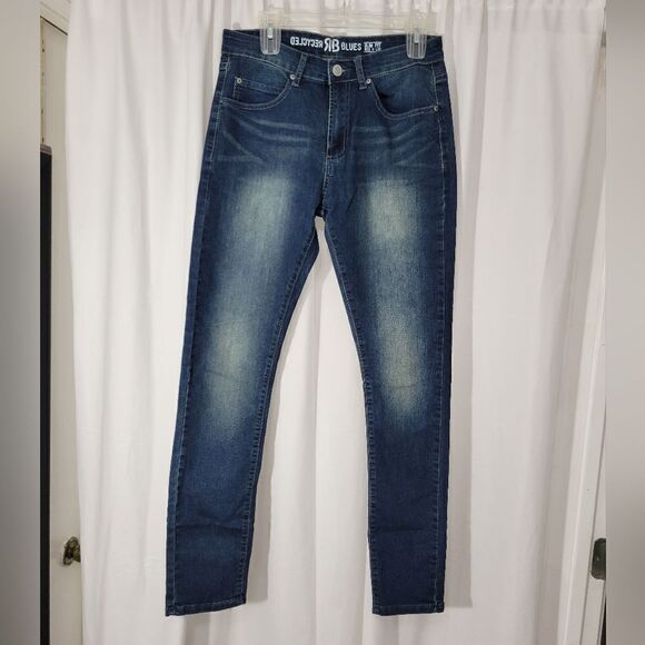 Recycled blue denim jeans - Picture 2 of 8